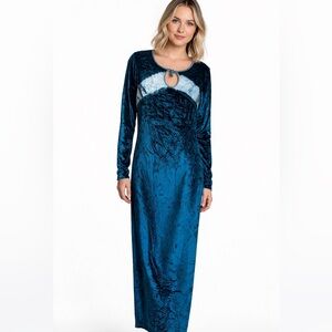 Funky People Vintage Y2K Blue Velvet Tie dye Maxi Dress